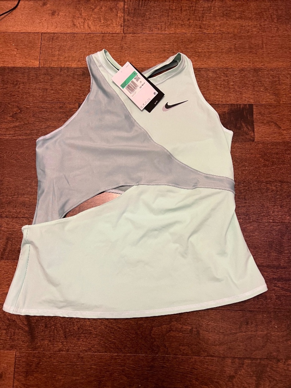 Nike Mint Green and Light Gray Cutout Tank Top